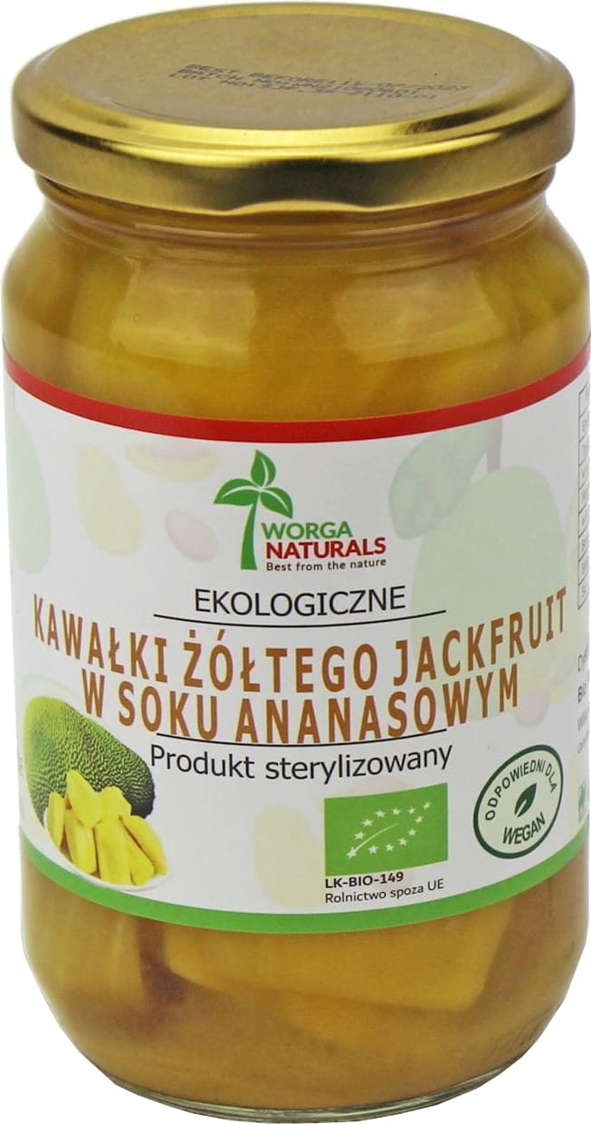 Gelbe Jackfruchtstücke in Ananassaft BIO 350 g (200 g) (Glas) - WORGA NATURALS