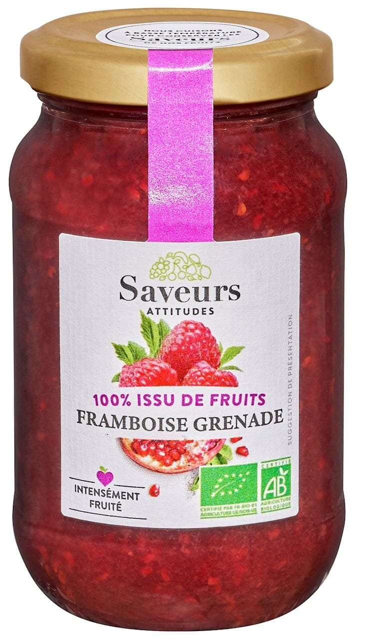 Himbeermousse mit Granatapfel BIO 310 g - SAVEURS ET FRUITS