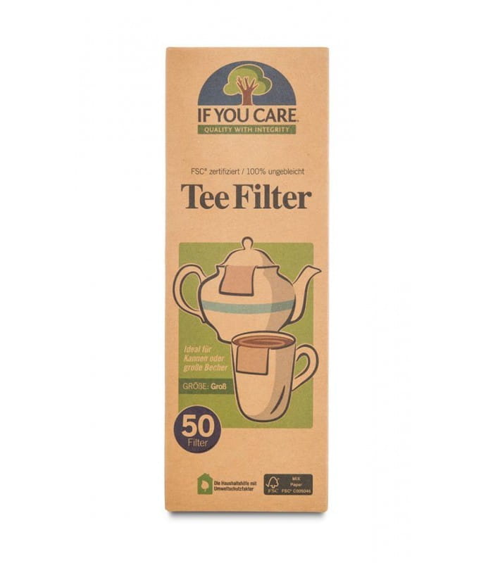 Teefilter, groß, kompostierbares Papier 50 Stück - IF YOU CARE