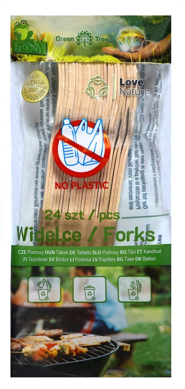 Kompostierbare Kieferngabeln 24 Stück - FROGGY