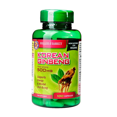 Koreanischer Ginseng 500 MG 100 Kapseln HOLLAND & BARRETT