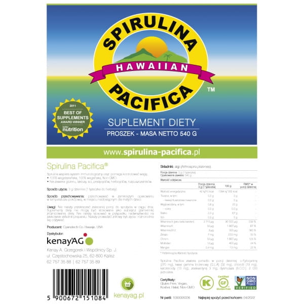 Hawaiianische Spirulina Pacifica 540 g CYANOTECH CO