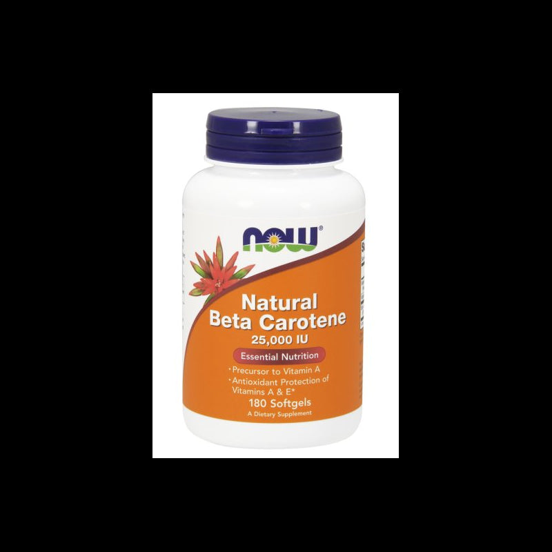 Natürliches Beta-Carotin Vitamin A 25.000 i in 180 Kapseln von NOW FOODS