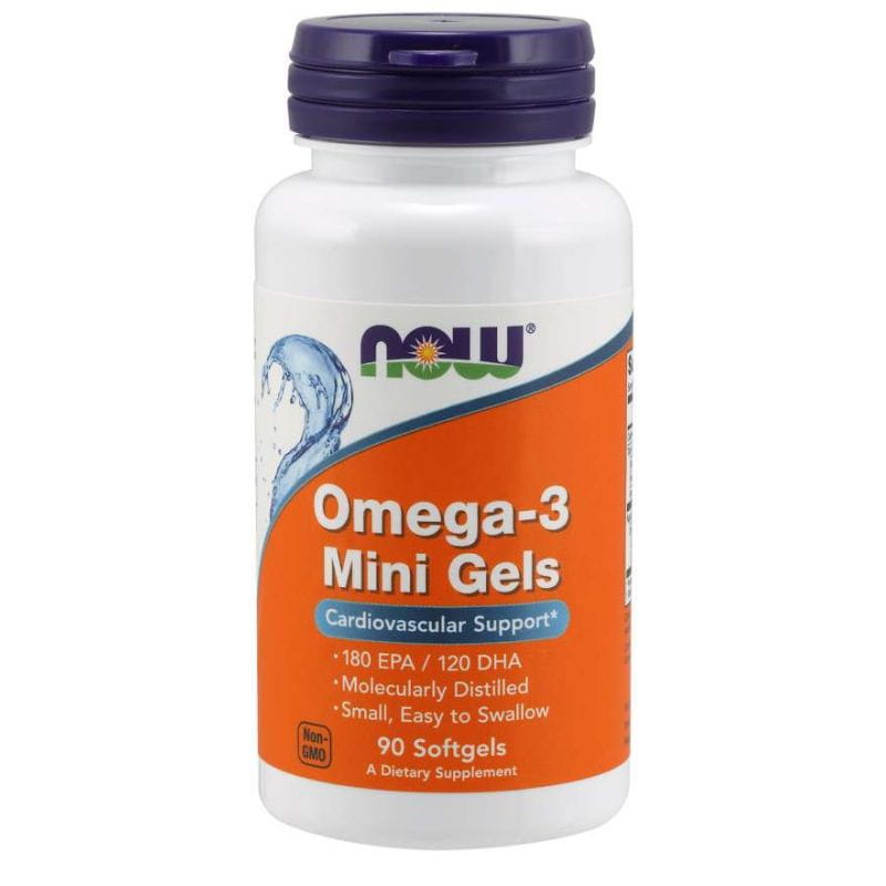 OMEGA 3 Mini-Gele DHA 120 MG und EPA 180 MG 90 Kapseln NOW FOODS