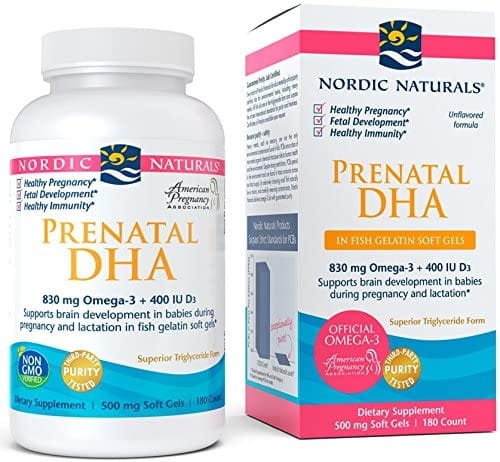 Pränatales DHA in Fischgelatine 180 Kapseln NORDIC NATURALS