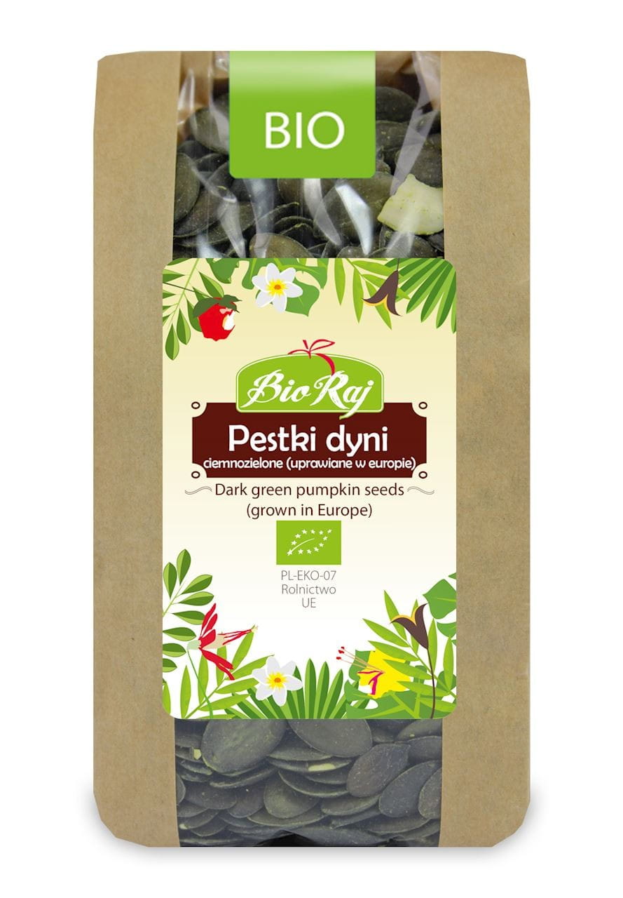 Dunkelgrüne Kürbiskerne BIO aus Europa 300 g - BIO PARADISE
