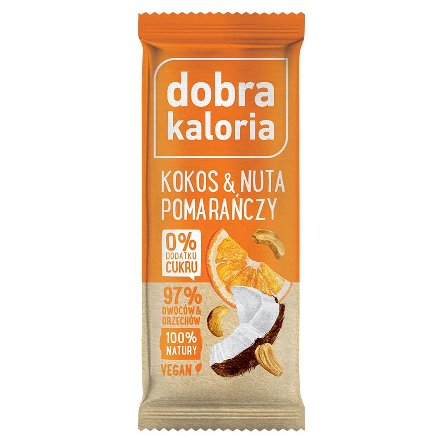 Fruchtriegel - Kokosnuss und ein Hauch Orange 35g GOOD KALORIA
