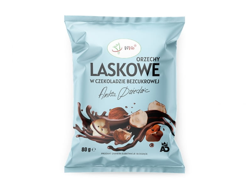 Haselnüsse in zuckerfreier Schokolade 80g ANKA DZIEDZIC - VIVIO - Biolaboratorium