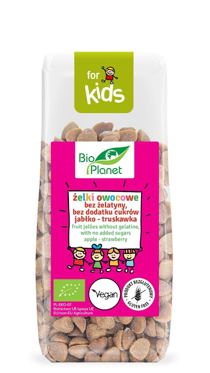 Fruchtgummis ohne Gelatine ohne Zuckerzusatz Apfel - Erdbeere glutenfrei BIO 100 g - BIO PLANET - Biolaboratorium