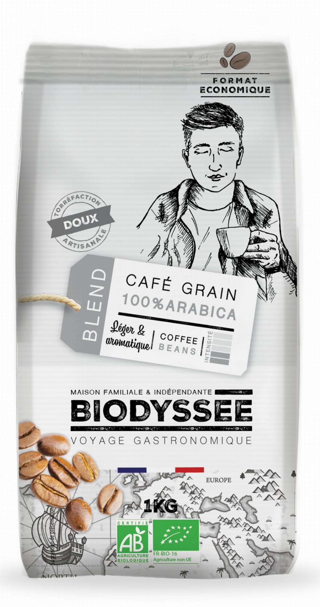 Kaffee 100% milde Arabica-Bohnen 1 kg ECO BIODYSSEE - Biolaboratorium