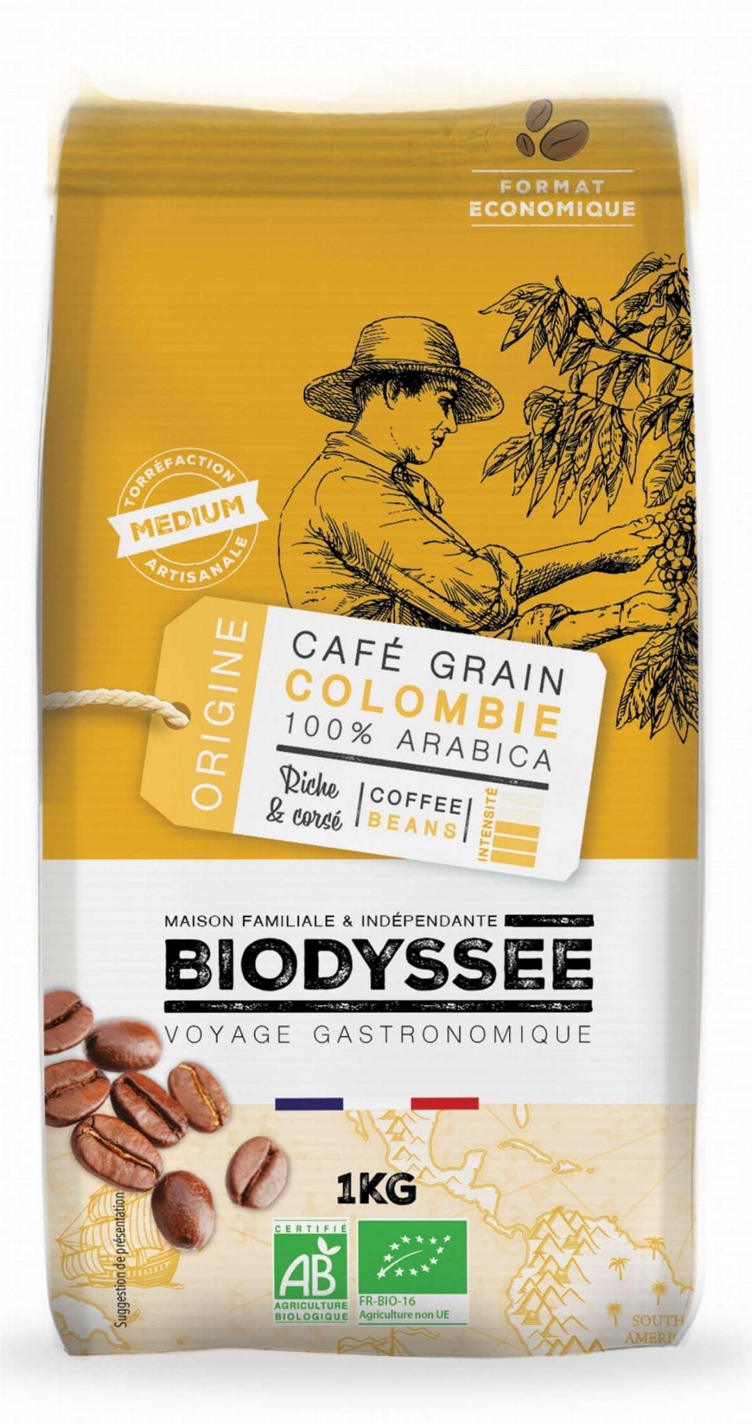 Kaffee 100% Arabica kolumbianische Bohnen 1 kg ECO BIODYSSEE - Biolaboratorium