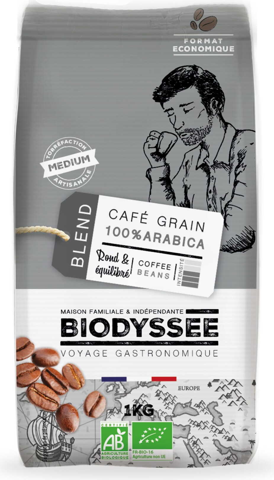Kaffee 100% Arabica-Bohnen 1 kg ECO BIODYSSEE - Biolaboratorium