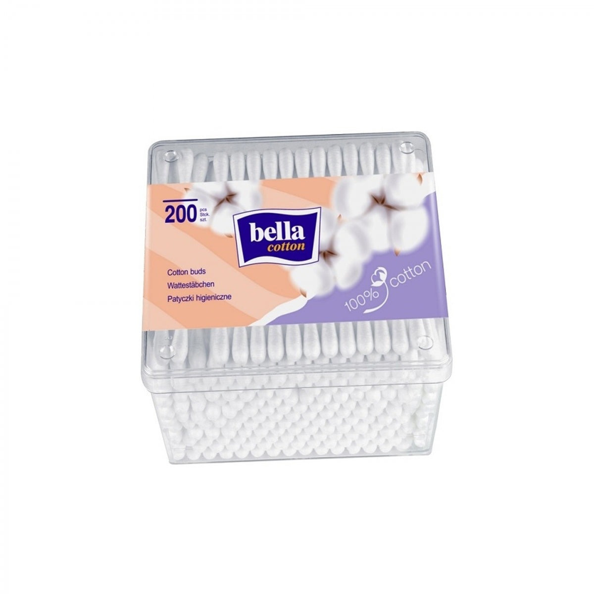 Wattestäbchen 100% Baumwolle 200 Stück - BELLA COTTON - Biolaboratorium
