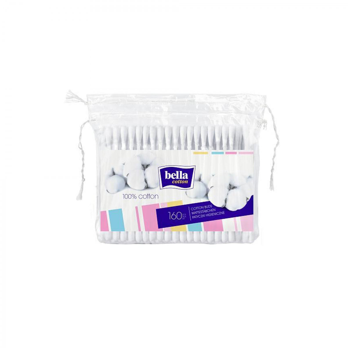 Wattestäbchen 100% Baumwolle 160 Stück - BELLA COTTON - Biolaboratorium
