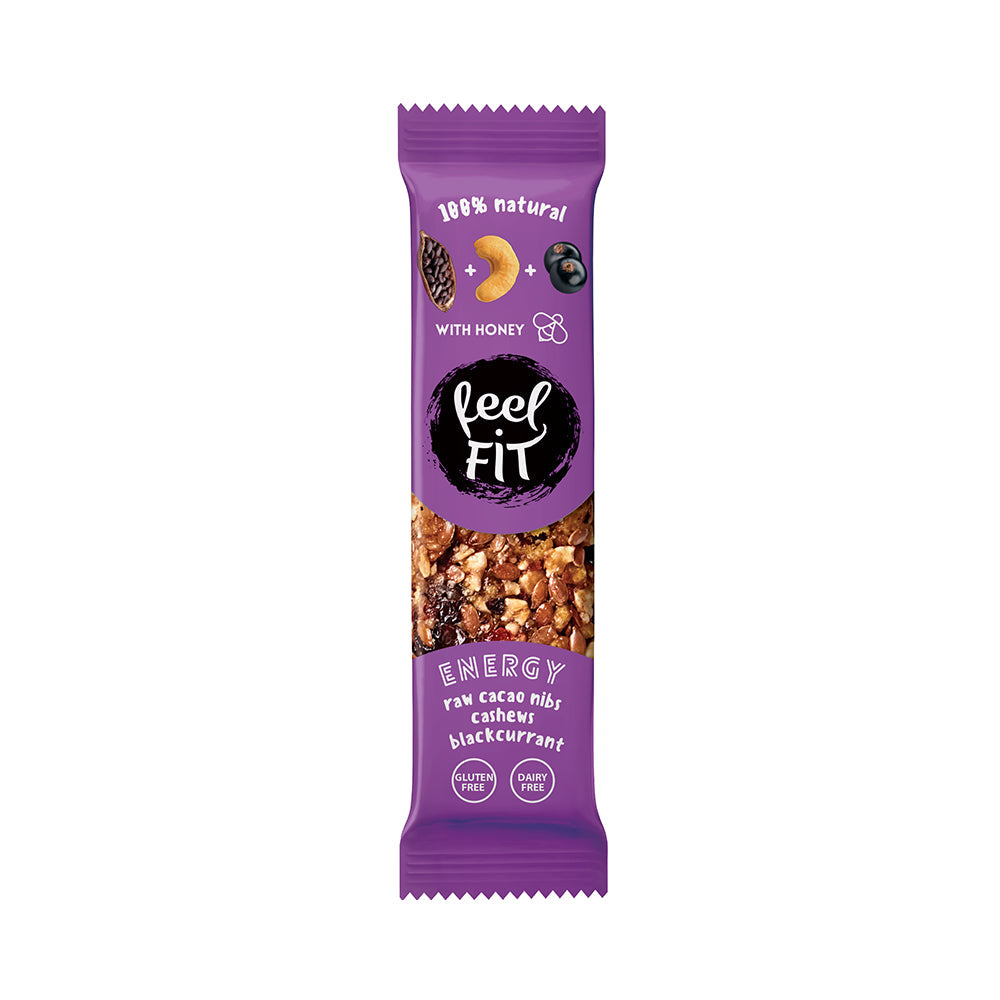 Kakaoriegel mit Cashewnüssen und schwarzer Johannisbeere 35 g - FEEL FIT - Biolaboratorium