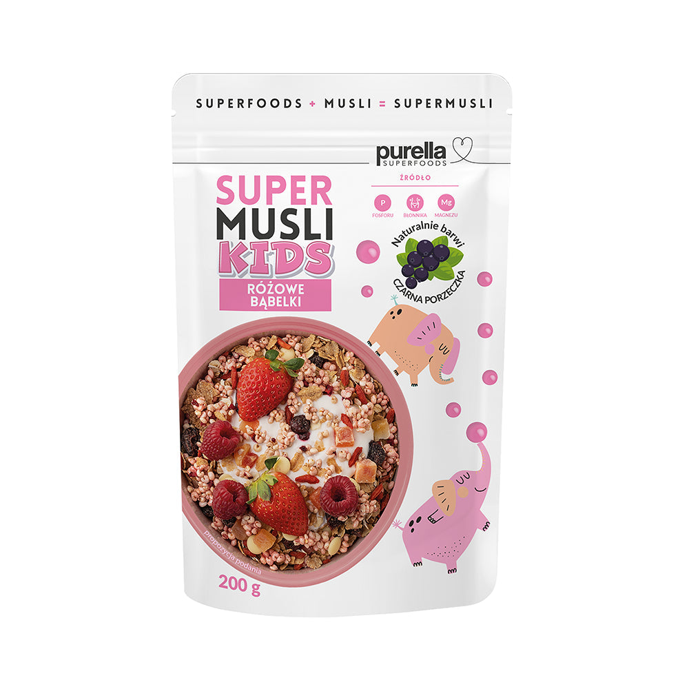 Supermusli Kids Pink Bubbles 200 g - PURELLA SUPERFOODS - Biolaboratorium