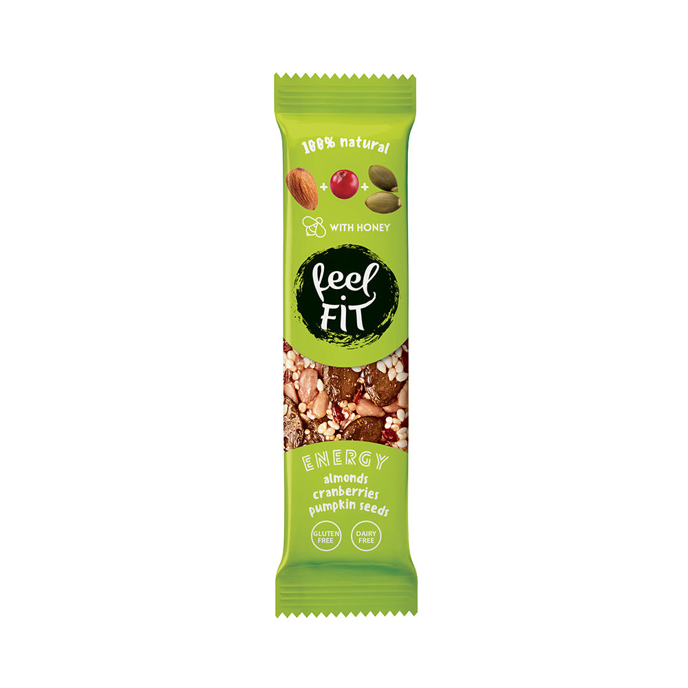 Nussriegel mit Mandeln, Cranberry und Kürbis 35 g - FEEL FIT - Biolaboratorium