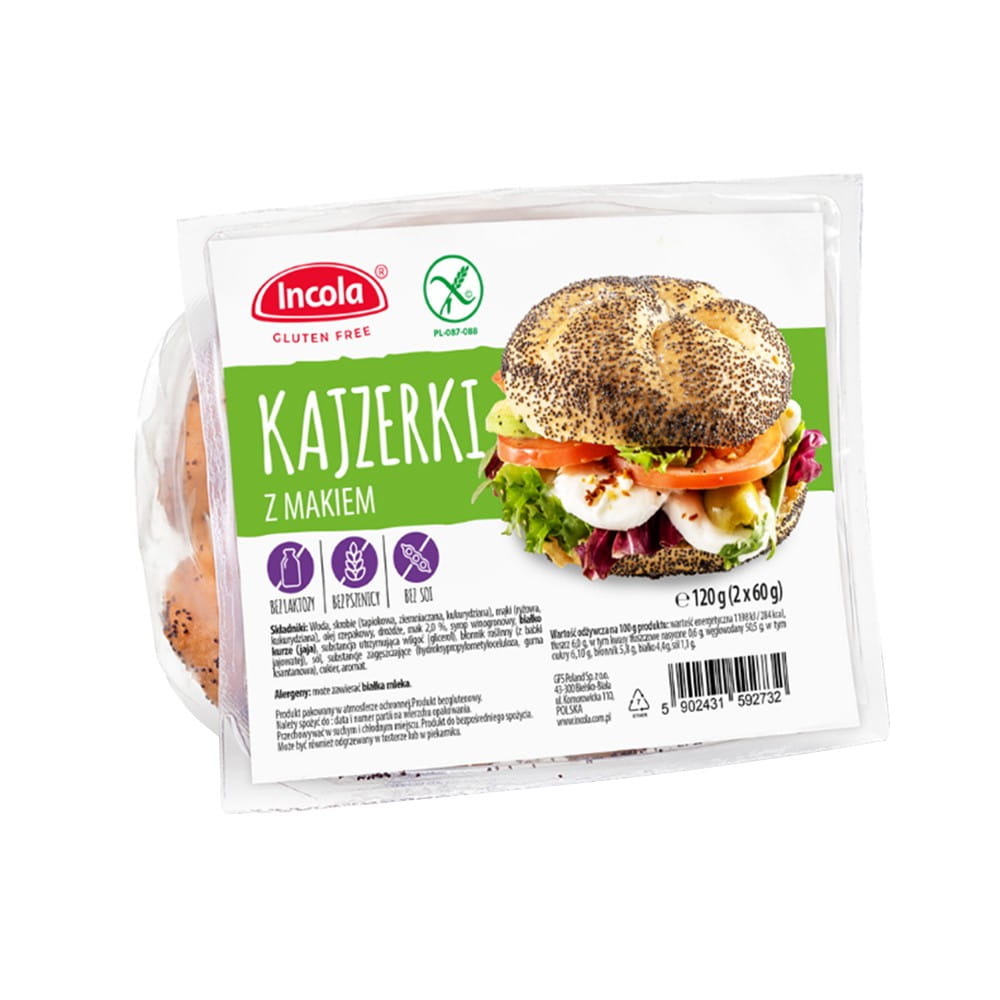 Kaiserbrötchen mit Mohn glutenfrei 2 x 60 g - INCOLA - Biolaboratorium