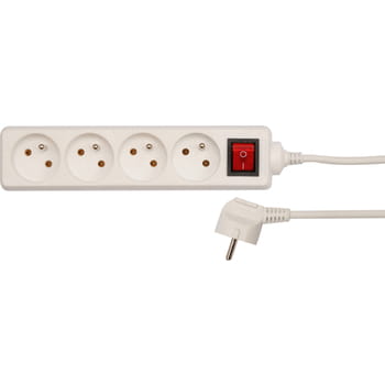Elektrisches Verlängerungskabel 3 m, 4 Steckdosen mit Schalter