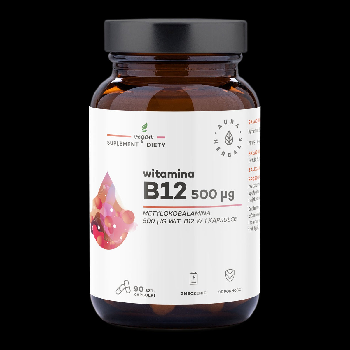 Vitamin B12 500 µg Methylcobalamin 90 Kapseln Aura Herbals - Biolaboratorium