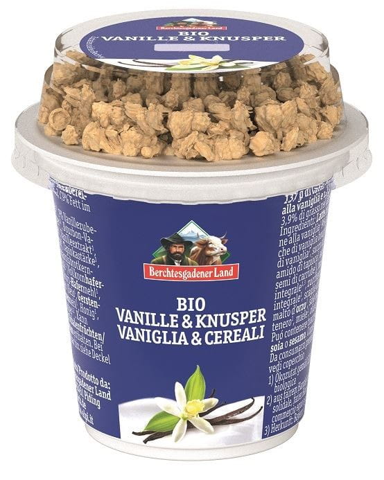 VANILLE JOGHURT MIT KNUSPRIGEM MUSLI BIO 150 g - BERCHTESGADENER LAND - Biolaboratorium