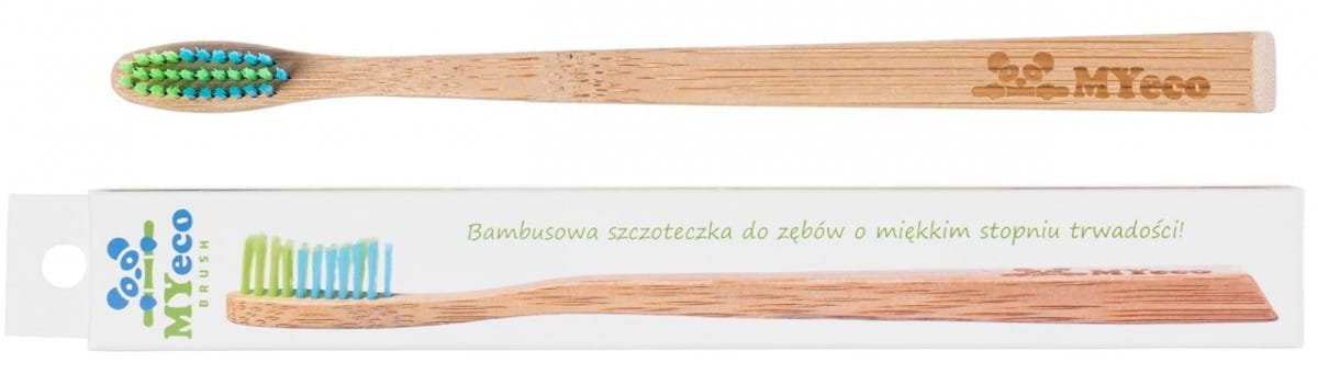 ZAHNBÜRSTE BAMBUS SLIM GRÜN - BLAU WEICH - MYECOBRUSH - Biolaboratorium