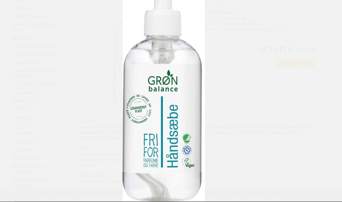 FLÜSSIGE HANDSEIFE 350 ml - GRON BALANCE - Biolaboratorium