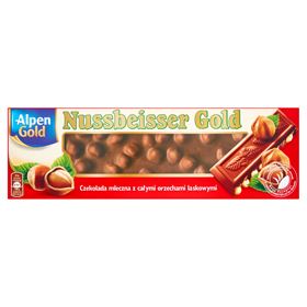 NUSSBEISSER GOLD-MILCHSCHOKOLADE MIT GANZEN HASELNÜSSEN 220 G 12 STÜCK