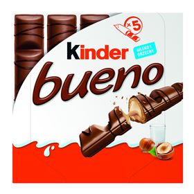 KINDER BUENO WAFELN IN VOLLSCHOKOLADE, GEFÜLLT MIT MILCH-NUSSFÜLLUNG 107,5 G (5 STÜCK)