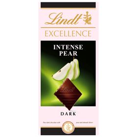 LINDT EXCELLENCE ZARTKSCHOKOLADE MIT BIRNENFÜLLUNG UND MANDELSTÜCKEN 100 G 20 STÜCK
