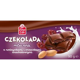 FEINE LIFE-MILCHSCHOKOLADE MIT ROSINEN UND ERDNÜSSEN 90 G