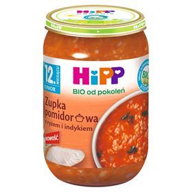 HIPP BIO TOMATENSUPPE MIT REIS UND TRUTHAHN NACH 12 MONATEN AUF 250 G