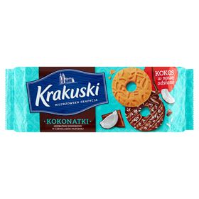 KRAKUSKI KOKONATKI KOKOSNUSSKEKSELN IN MILCHSCHOKOLADE 174 G 26 STÜCK