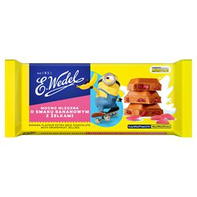 E.WEDEL KRÄFTIGE MILCHSCHOKOLADE MIT BANANENGESCHMACK MIT GRAPEFRUIT-GUMMI 80 G 22 STÜCK