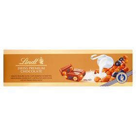 LINDT SCHWEIZER MILCHSCHOKOLADE MIT ROSINEN UND HASELNÜSSEN 300 G